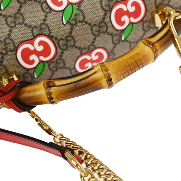 Authentic GUCCI Apple Small Bamboo 2Way Chain Shoulder Hand Bag Supreme Leather - Picture 16 of 16
